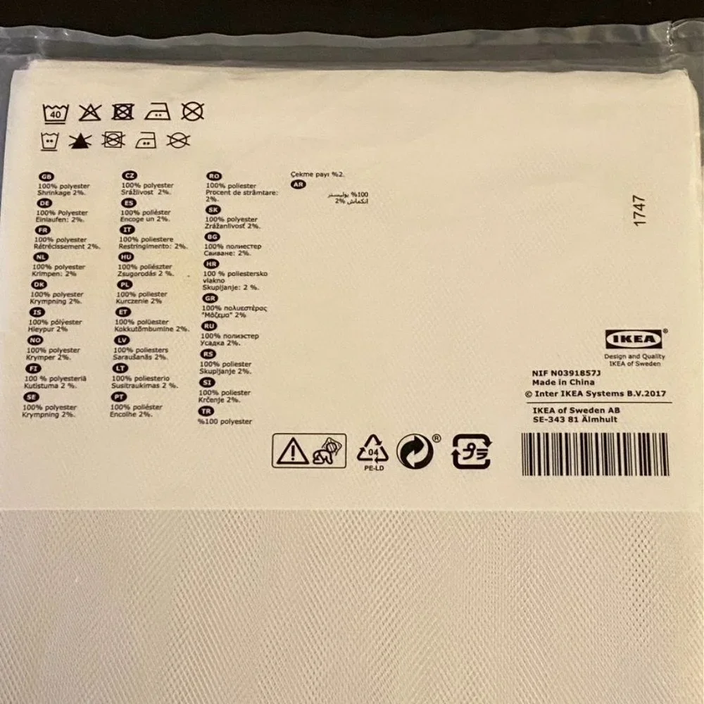 IKEA Lill Sheer White Mesh Pair Curtain Panels - Size 98” x 110”